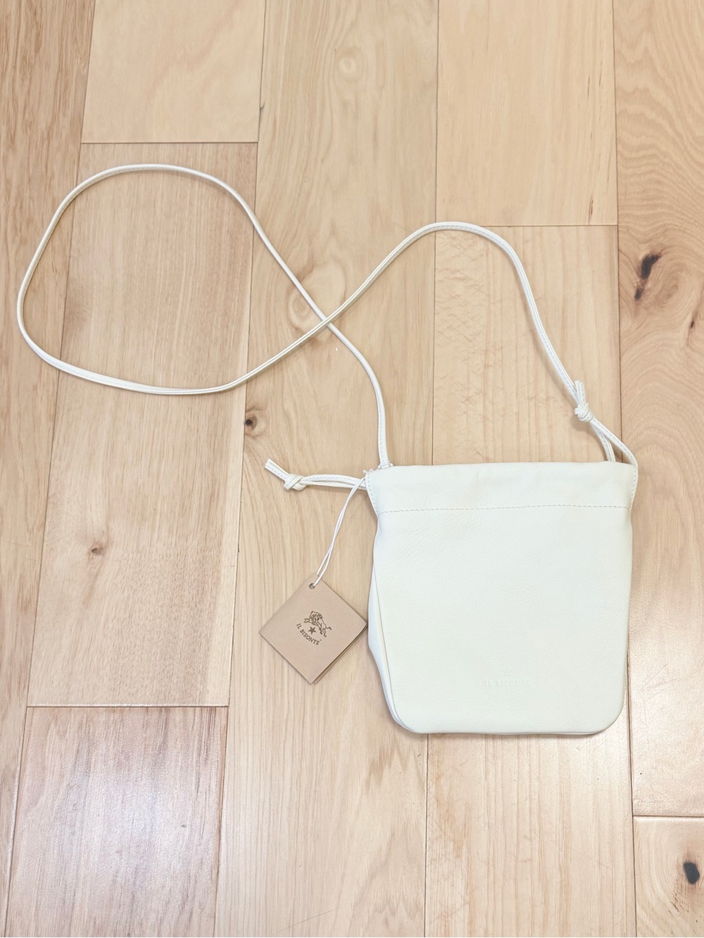 NWT Il Bisonte Drawstring Leather Bucket Bag Crossbody